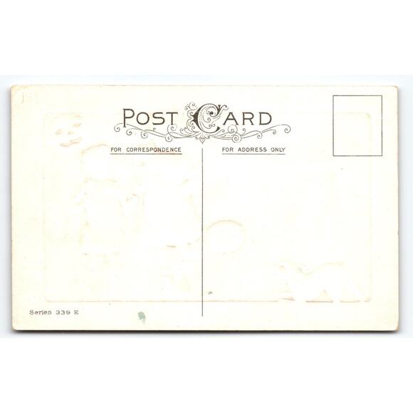 Vintage Halloween Postcard Children with Black Cat & Pumpkin 1907-1915 - Picture 2 of 2